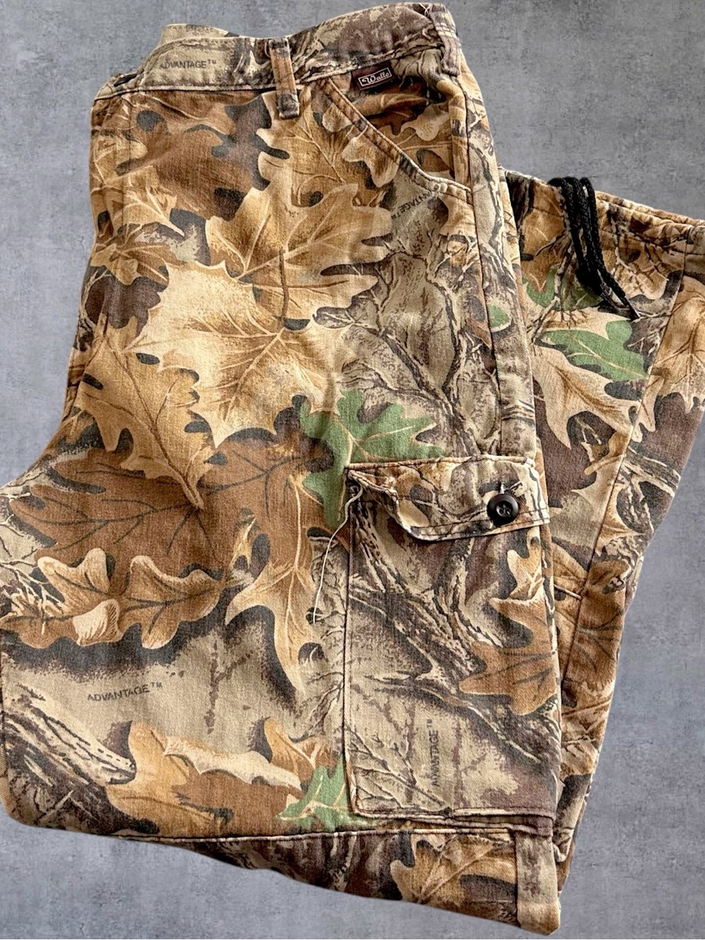 Walls Advantage Camo Cargo Pants Mens Waist 42-44 Vintage USA Hunting Cotton